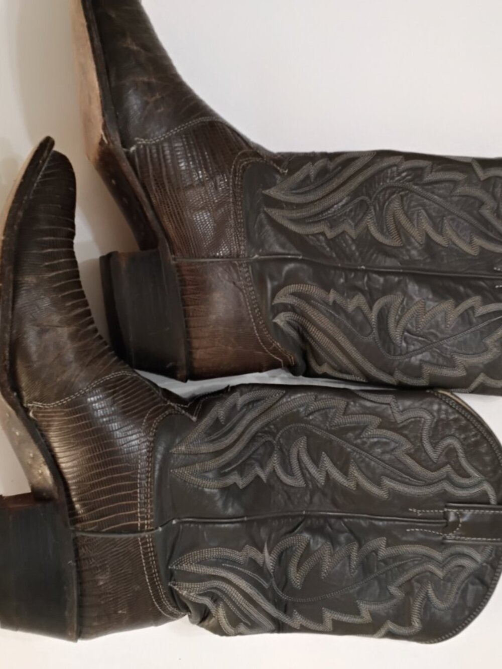 Vintage Justin Boots Men's 8D Brown Lizard Cowboy Boots R925 USA - Picture 4 of 12